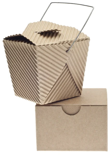 Porta via contenitore e scatola in cartone — Foto Stock