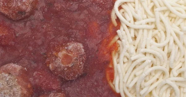 Frozen Spaghetti and Meatballs — Stock Photo, Image