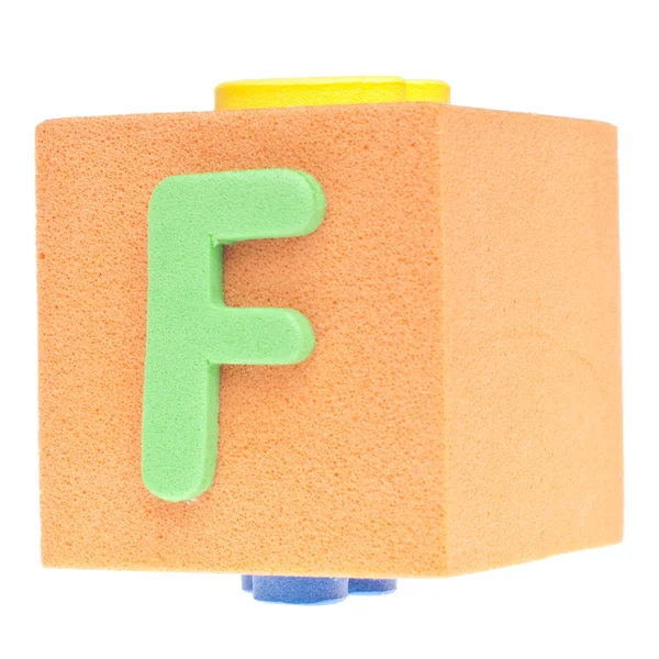 Buchstabe f auf Schaumstoffblock — Stockfoto