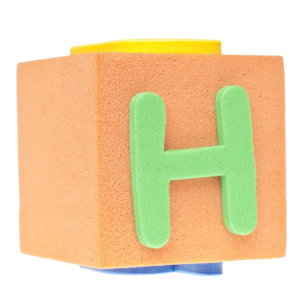 Litera h na blok pianki — Zdjęcie stockowe