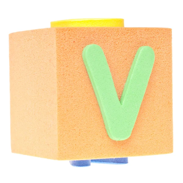 Lettera V sul blocco di schiuma — Foto Stock