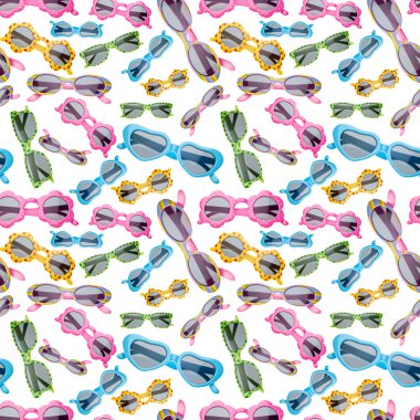 Seamless Background of Childrens Sunglasses on White. clipart