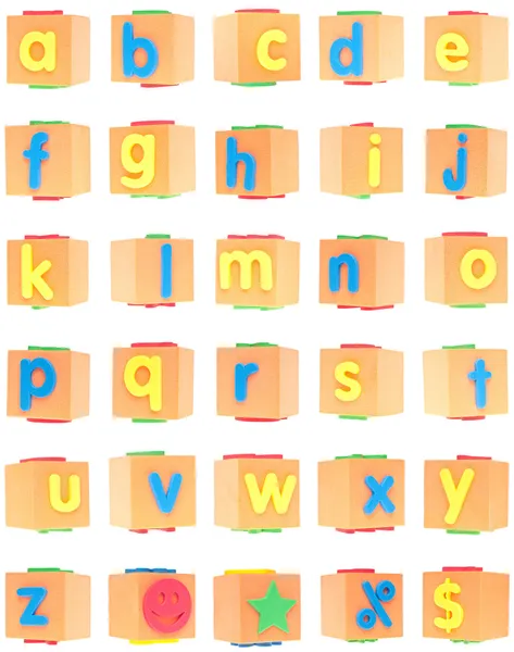 Алфавит на пенных блоках — стоковое фото