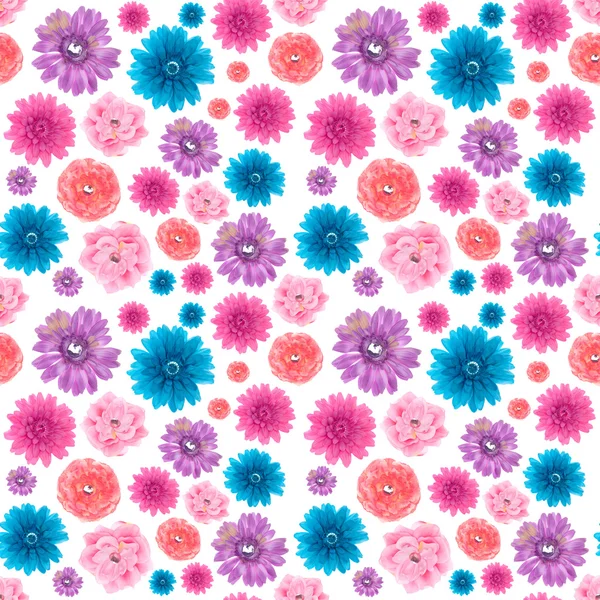 Lebendige künstliche Blumen nahtlose Tapete Hintergrund — Stockfoto
