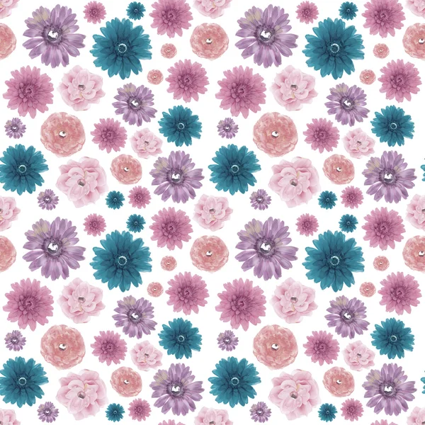 Gedeckte Farben nahtlose Blume Hintergrund — Stockfoto