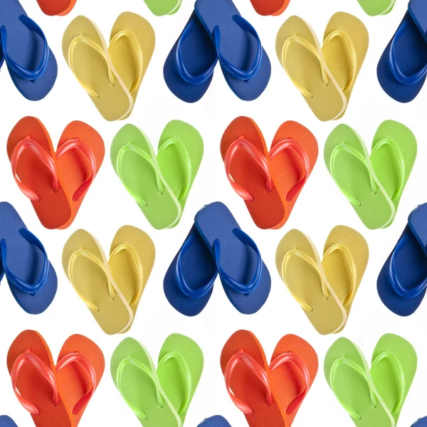 Flip flop σανδάλια σε καρδιά σχήματα ομοιογενές φόντο — Φωτογραφία Αρχείου