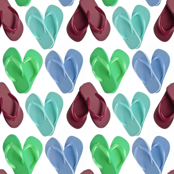 Flip Flop Sandals in Heart Shapes Seamless Background — Stock Photo, Image