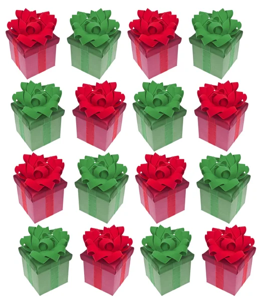 Czerwone i zielone wakacje prezent pudełko tło — Zdjęcie stockowe