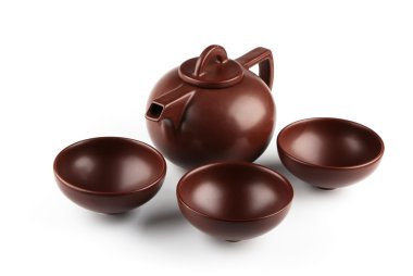 kahverengi seramik dishware