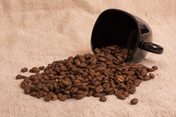 Caneca com grãos de café — Fotografia de Stock