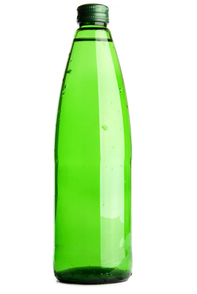 Water in a green glass bottle — Stock Photo, Image