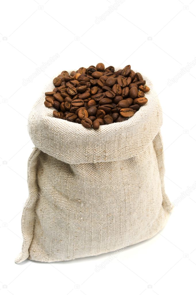 Coffee beans and burlap sack