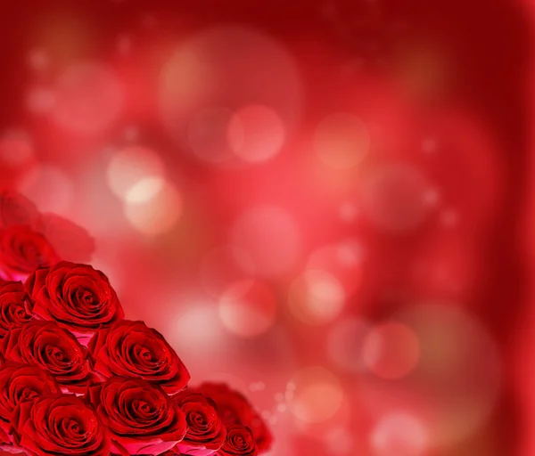 Άνθινο πλαίσιο, με κόκκινα τριαντάφυλλα — Φωτογραφία Αρχείου