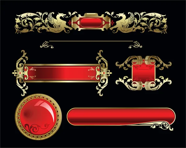 Set vecteur doré motif royal — Image vectorielle