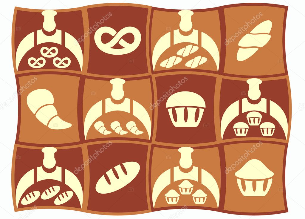 Bread set of vector icons