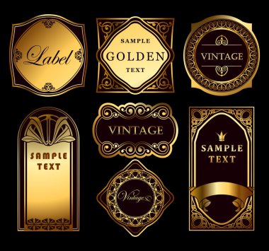 Vintage set ornate gold labels