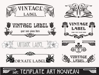 Set of vector labels in art nouveau
