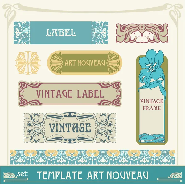 Art nouveau vektör Etiketler kümesi Stok Vektör