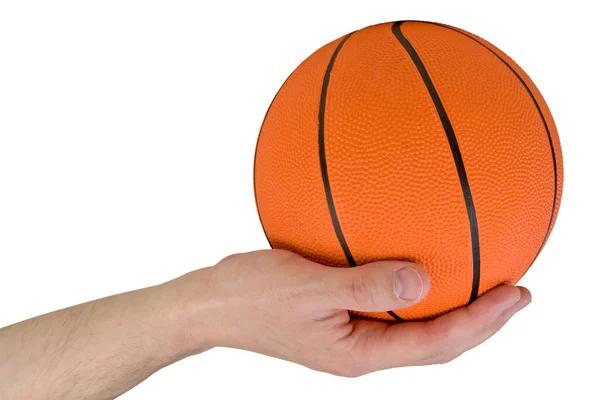 Hand with orange ball. — Stock Photo, Image