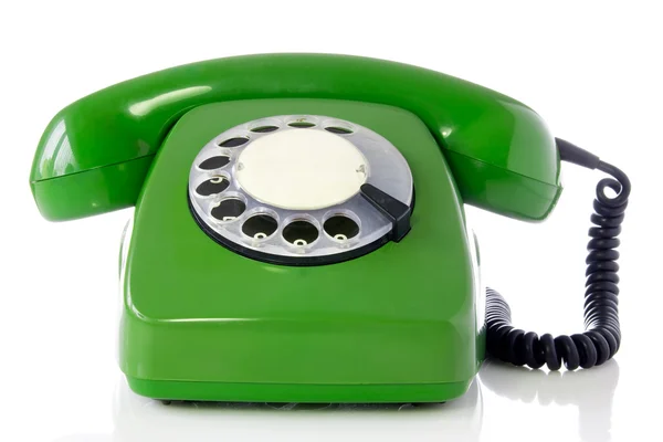 Yeşil retro telefon. — Stok fotoğraf