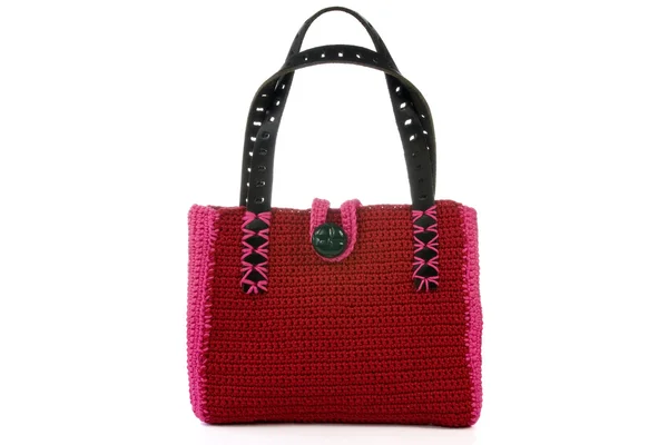 Red knitted handbag — Stock Photo, Image
