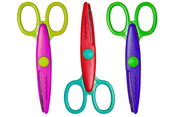 Tři barvy nůžky — Stock fotografie