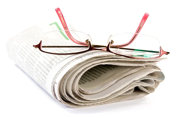 stock image Newspaper with glasses