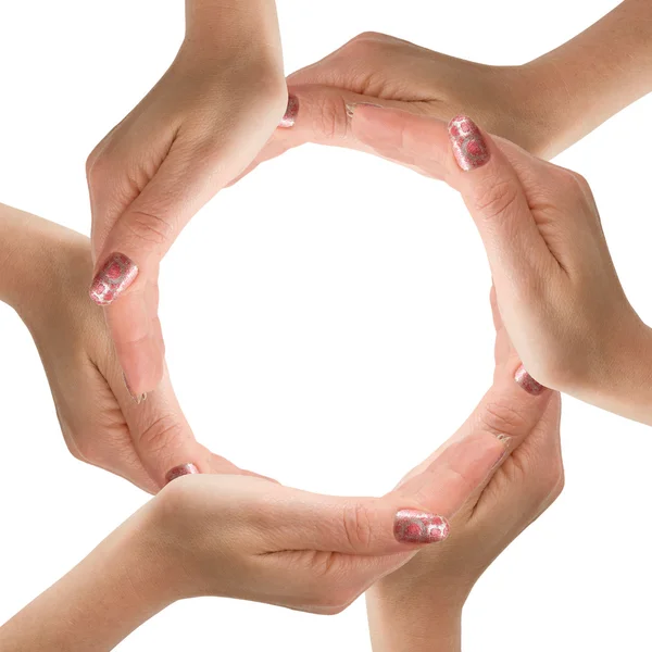 Vrouw handen gemaakt cirkel — Stockfoto