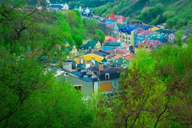 Beautiufl colored buildings in Kiev, Ukraine clipart