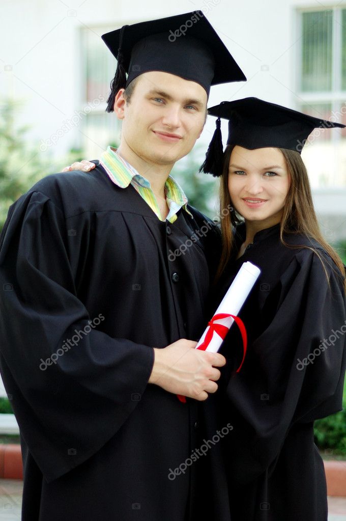 Couple in love graduate