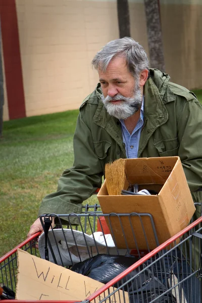 Homeless Man Cart — Stock Photo, Image