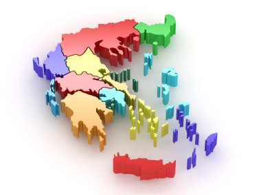 Three-dimensional map of Greece clipart