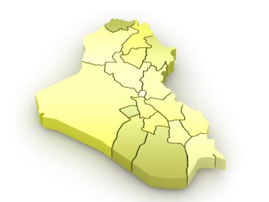 Three-dimensional map of Iraq clipart