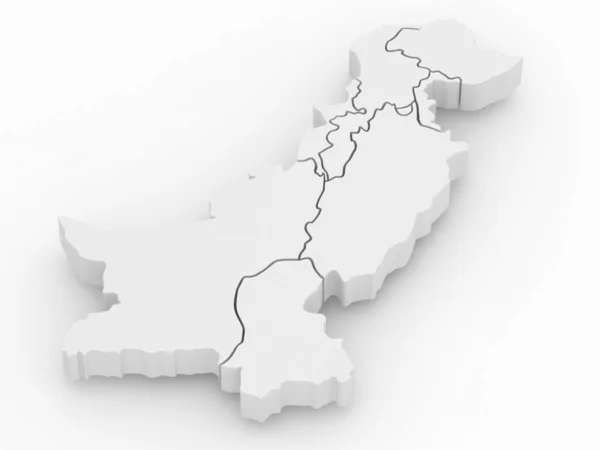 Трехмерная карта Пакистана — стоковое фото