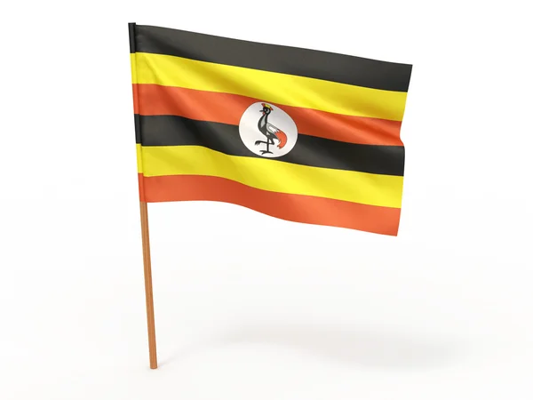 在风中飘扬的旗帜。乌干达 — 图库照片