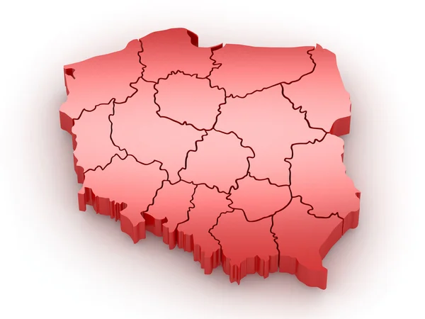 Dreidimensionale Karte von Polen. 3d — Stockfoto