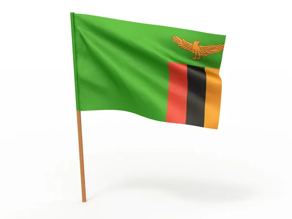 在风中飘扬的旗帜。赞比亚 — 图库照片