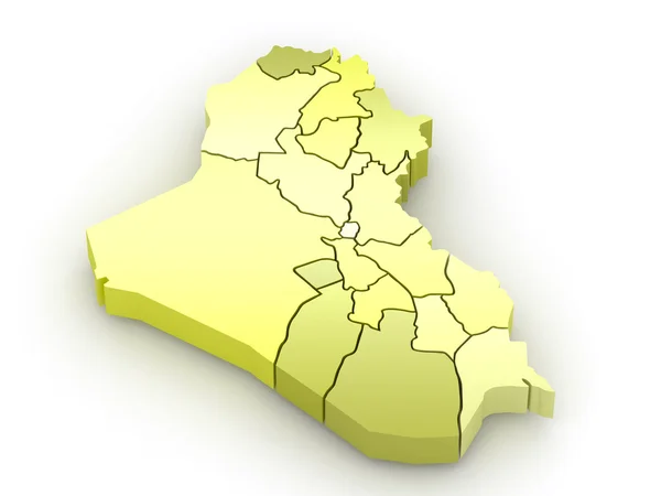 Mapa tridimensional do Iraque — Fotografia de Stock