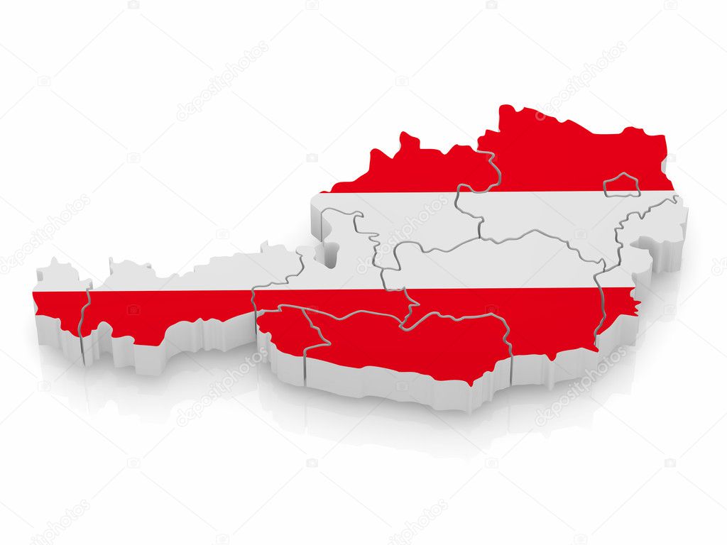 Map of Austria in austrian flag colors