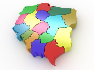 Three-dimensional map of Poland. 3d clipart