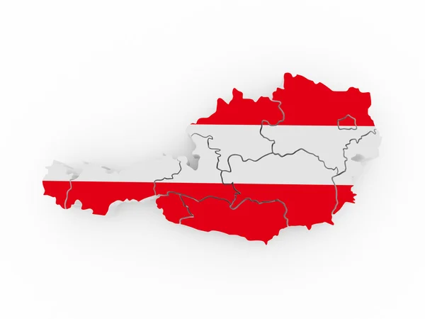Mapa Rakouska v barvách Rakouská vlajka — Stock fotografie