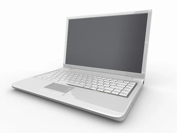 Открытый ноутбук на белом изолированном фоне — стоковое фото