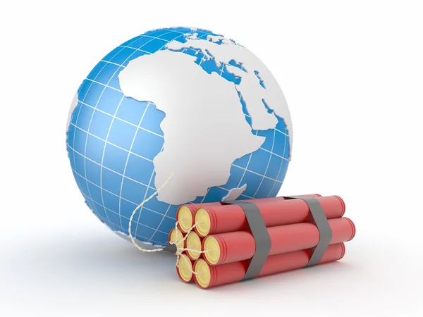 Earth with dynamite — Stock Photo, Image