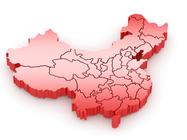 Three-dimensional map of China. 3d — Stock Photo, Image