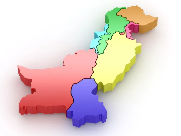Trójwymiarową mapę z Pakistanu — Zdjęcie stockowe