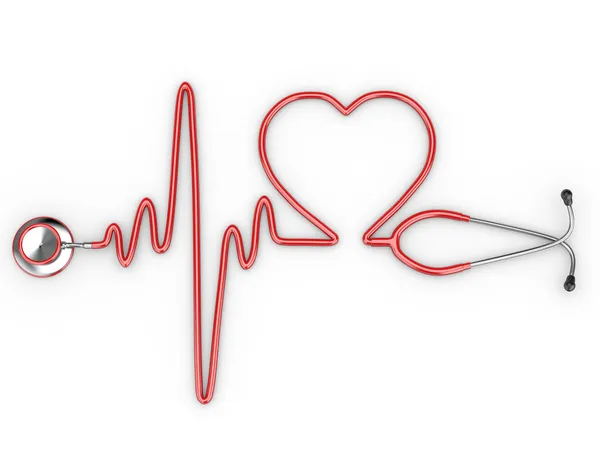 Stetoskop dan siluet hati dan ECG Stok Gambar