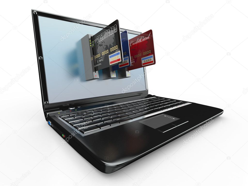 E Commerce Laptop And Credit Card — Stock Photo © Maxxyustas 5464801