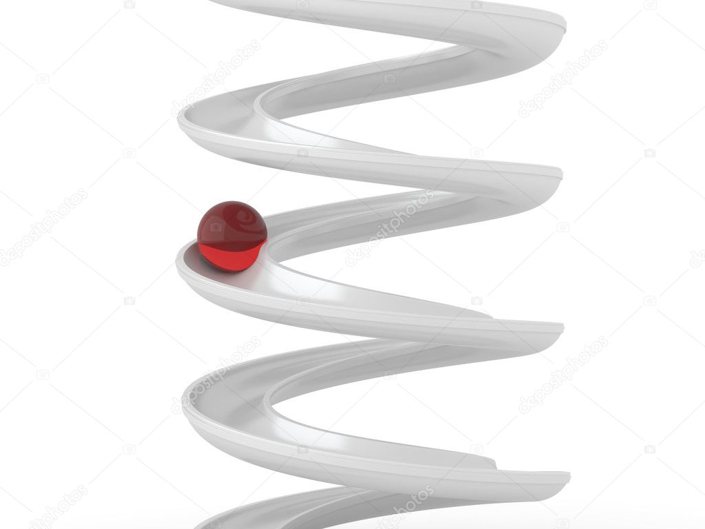 Ball rolling in a spiral. 3d