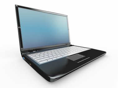 laptop beyaz izole arka planda açılan