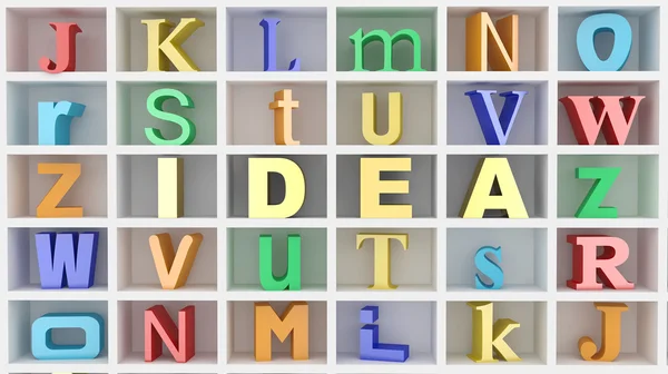 単語のアイデアと白い背景と分離文字 — ストック写真